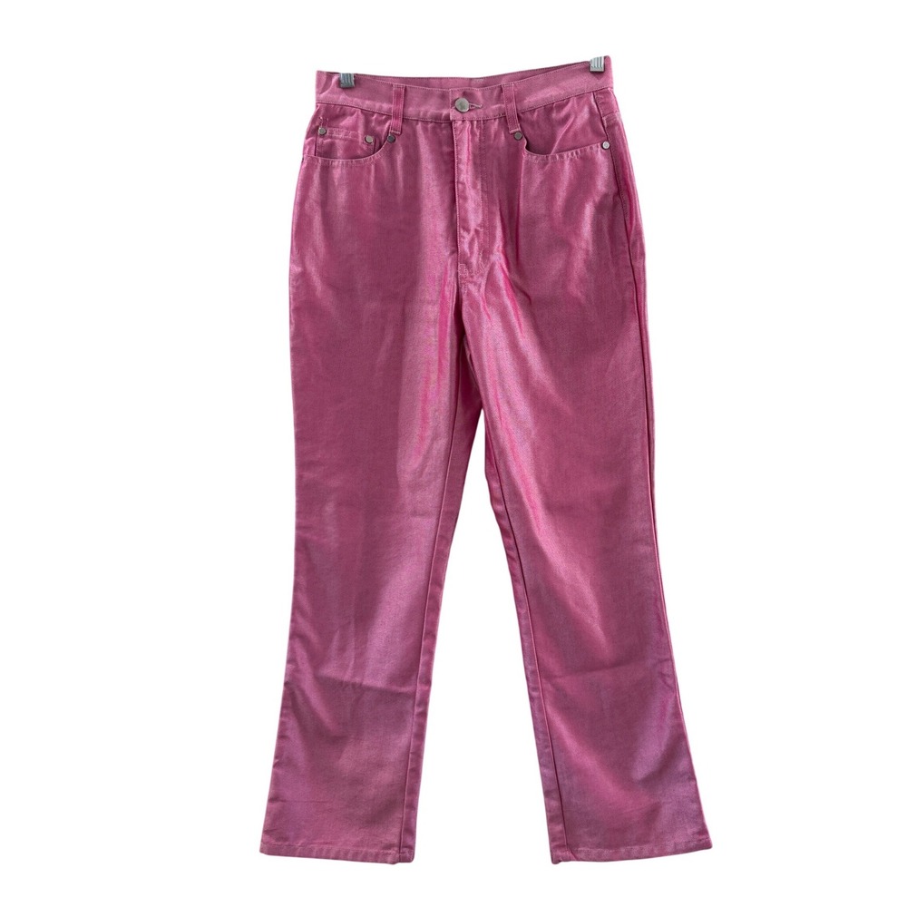VTG 80s 90s Venezia Jeans Metallic Pink High Waisted Straight Leg Jeans W28 L40